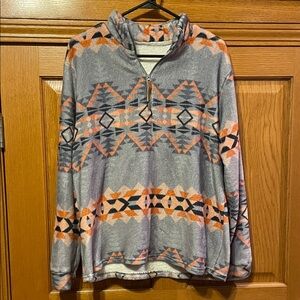 Aztec Pattern Quarter-Zip Pullover